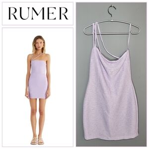Women's Lilac Bodycon Mini Dress Asymmetrical Spaghetti Strap, Sleeveles Size L